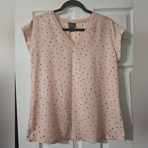 Worthington Pink with Black Polka Dots Blouse